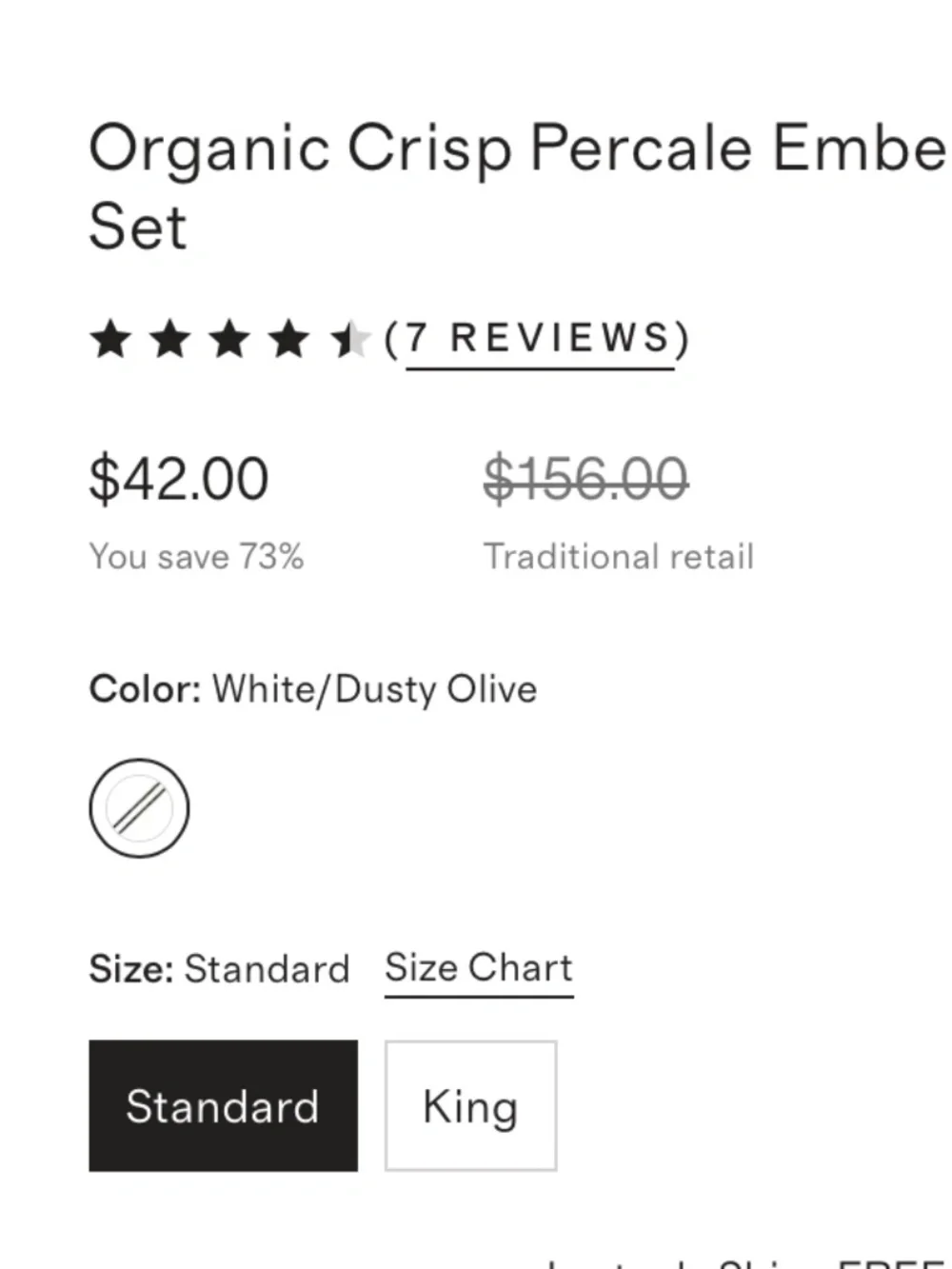 Organic Crisp Percale Embellished Sham Set white dusty olive standard queen
